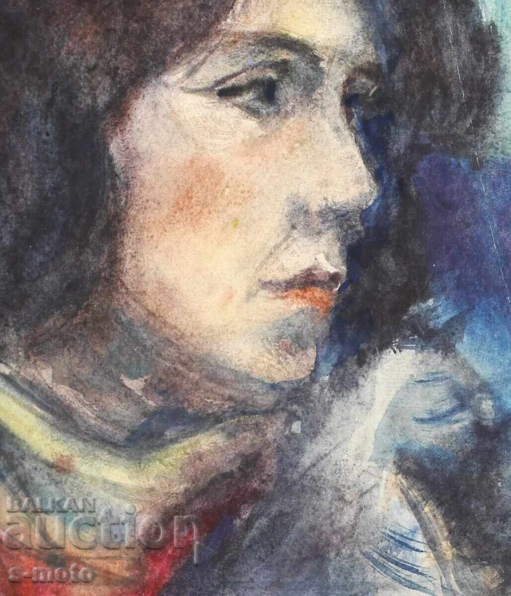 Доставка на Kартина акварел портрет на жена Доставка на Kартина акварел портрет на жена