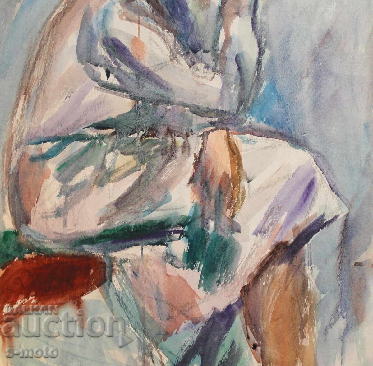 Kартина акварел портрет на седяща жена - 6