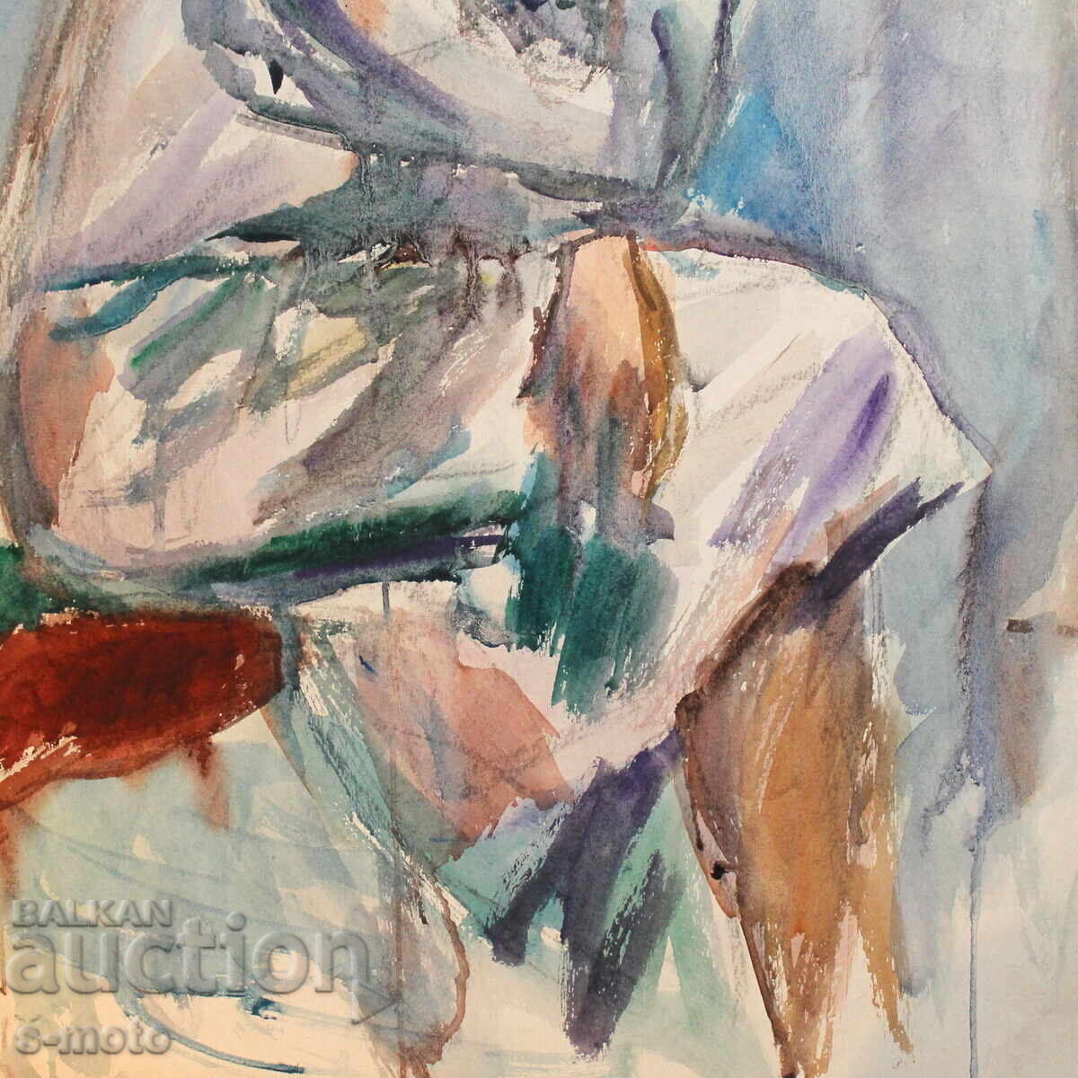 Kартина акварел портрет на седяща жена - 7