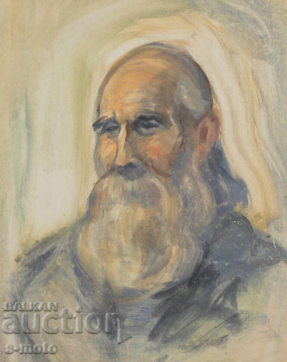 Δημοπρασία Ακουαρέλα πορτρέτο άνδρα με γένια