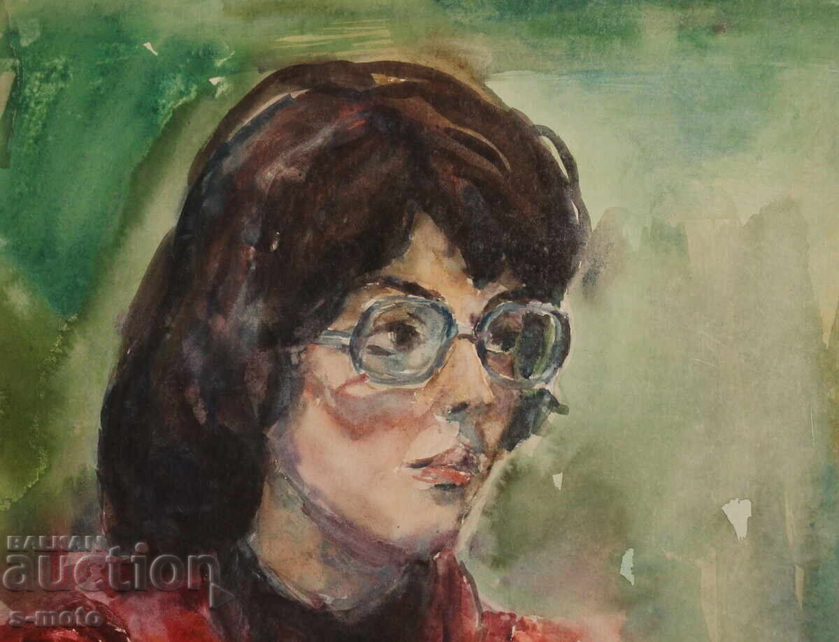 Watercolor portrait of a woman with glasses - 5 Watercolor portrait of a woman with glasses - 5