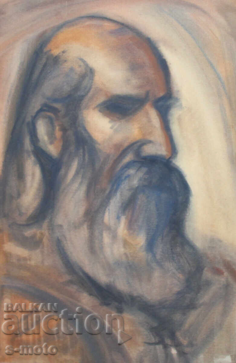 Watercolor portrait of a man with a beard