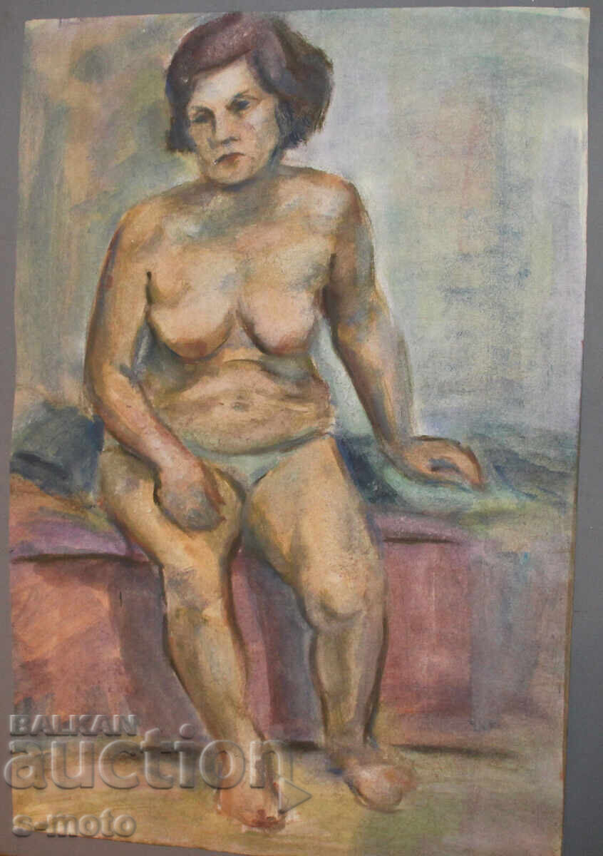 Kартина акварел портрет на жена голо тяло с цена 300.00 лв. | € 153.39