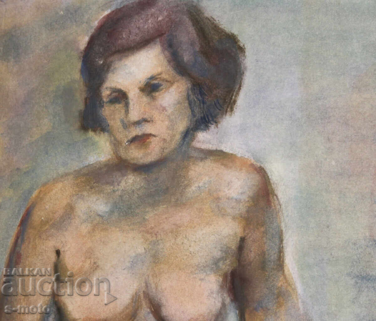 Доставка на Kартина акварел портрет на жена голо тяло