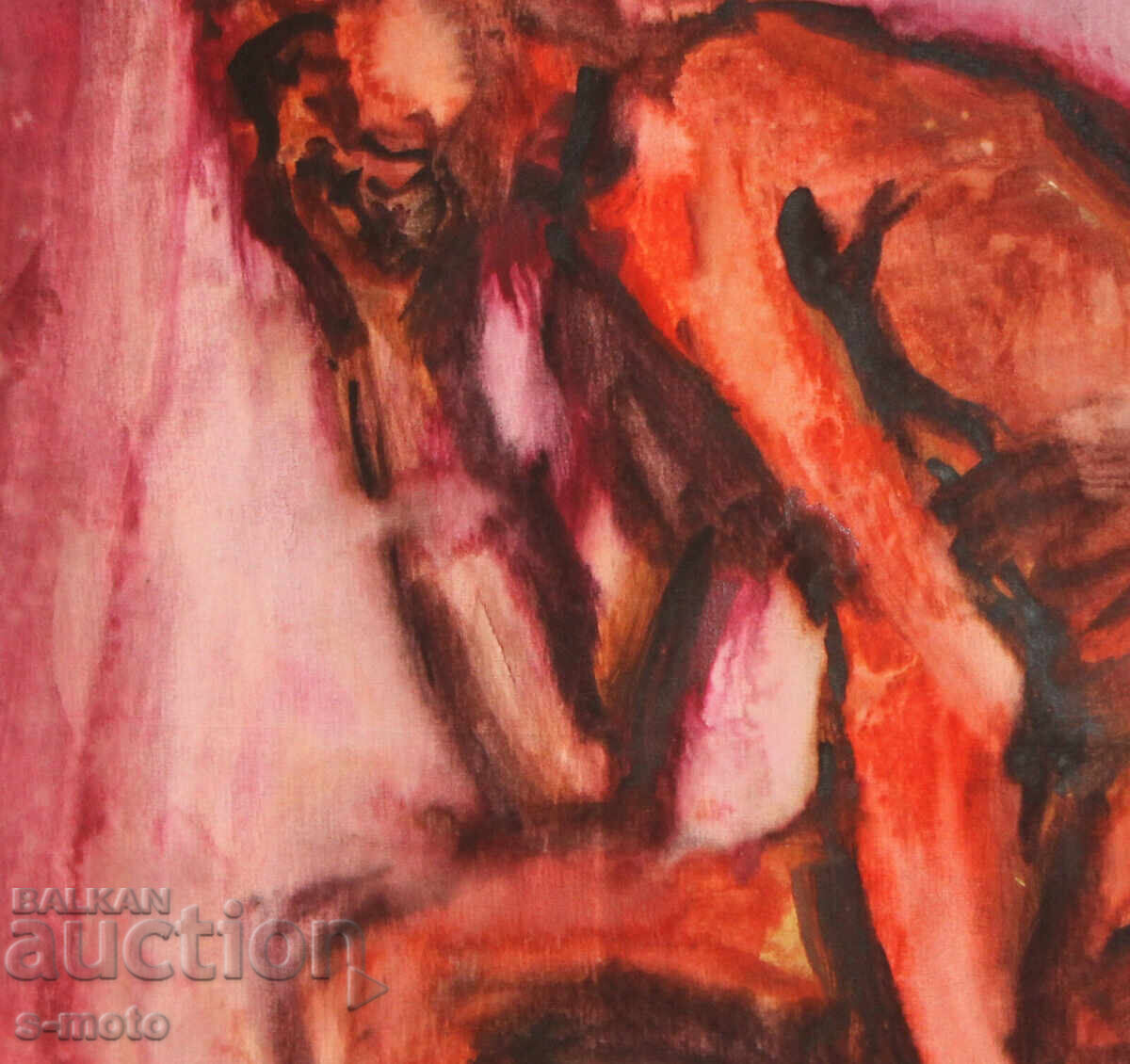 Kартина акварел портрет на мъж голо тяло - 5