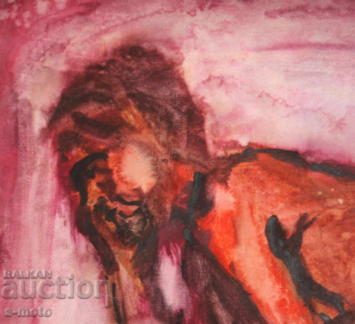 Kартина акварел портрет на мъж голо тяло - 6