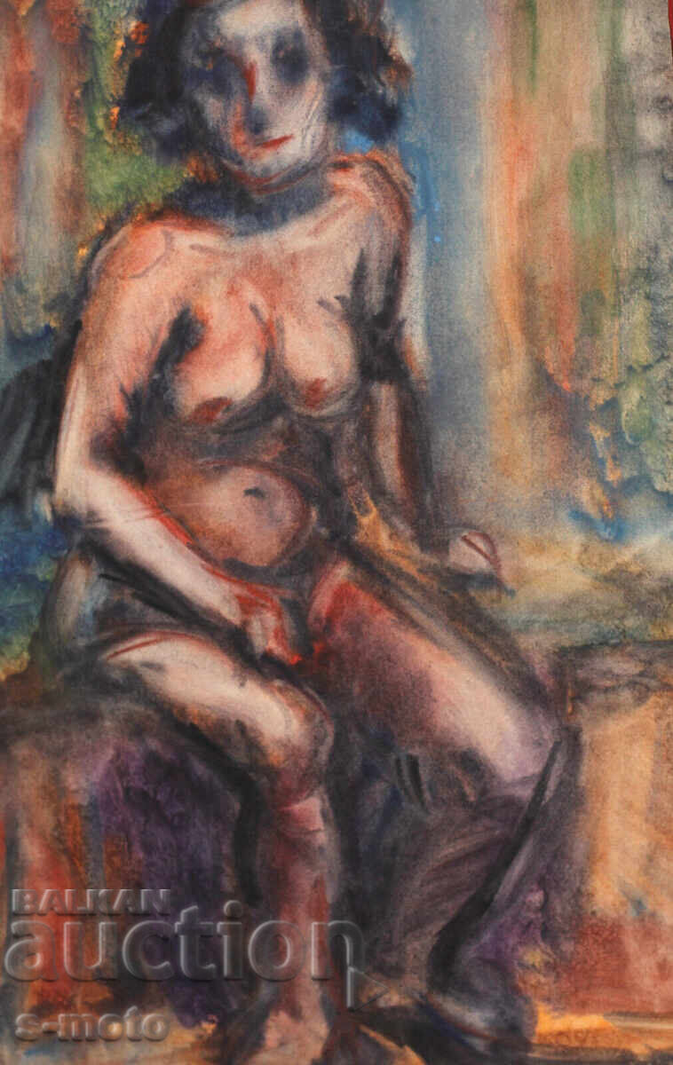 Kартина акварел портрет на жена голо тяло с цена 300.00 лв. | € 153.39 Kартина акварел портрет на жена голо тяло с цена 300.00 лв. | € 153.39