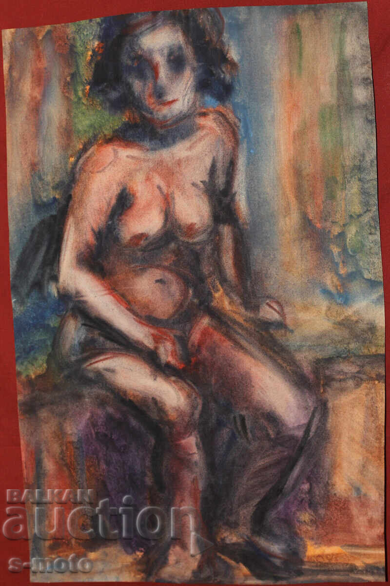 Доставка на Kартина акварел портрет на жена голо тяло Доставка на Kартина акварел портрет на жена голо тяло