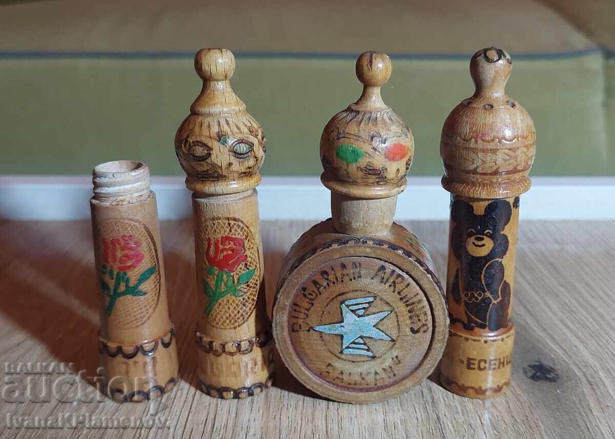 Souvenirs wooden amulets retro 4 pieces for collectors