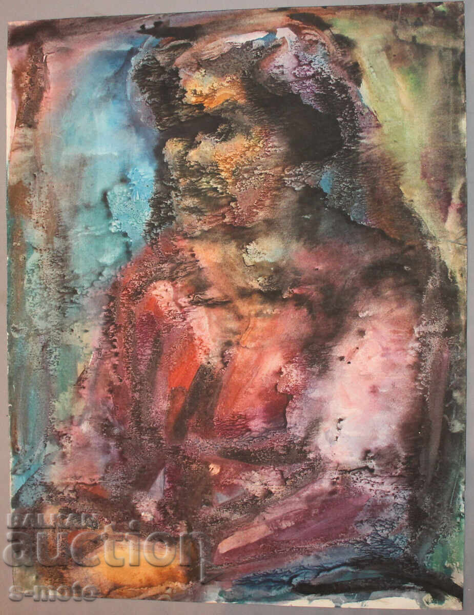 Watercolor portrait painting of a seated woman with price 300.00 BGN | € 153.39 Watercolor portrait painting of a seated woman with price 300.00 BGN | € 153.39