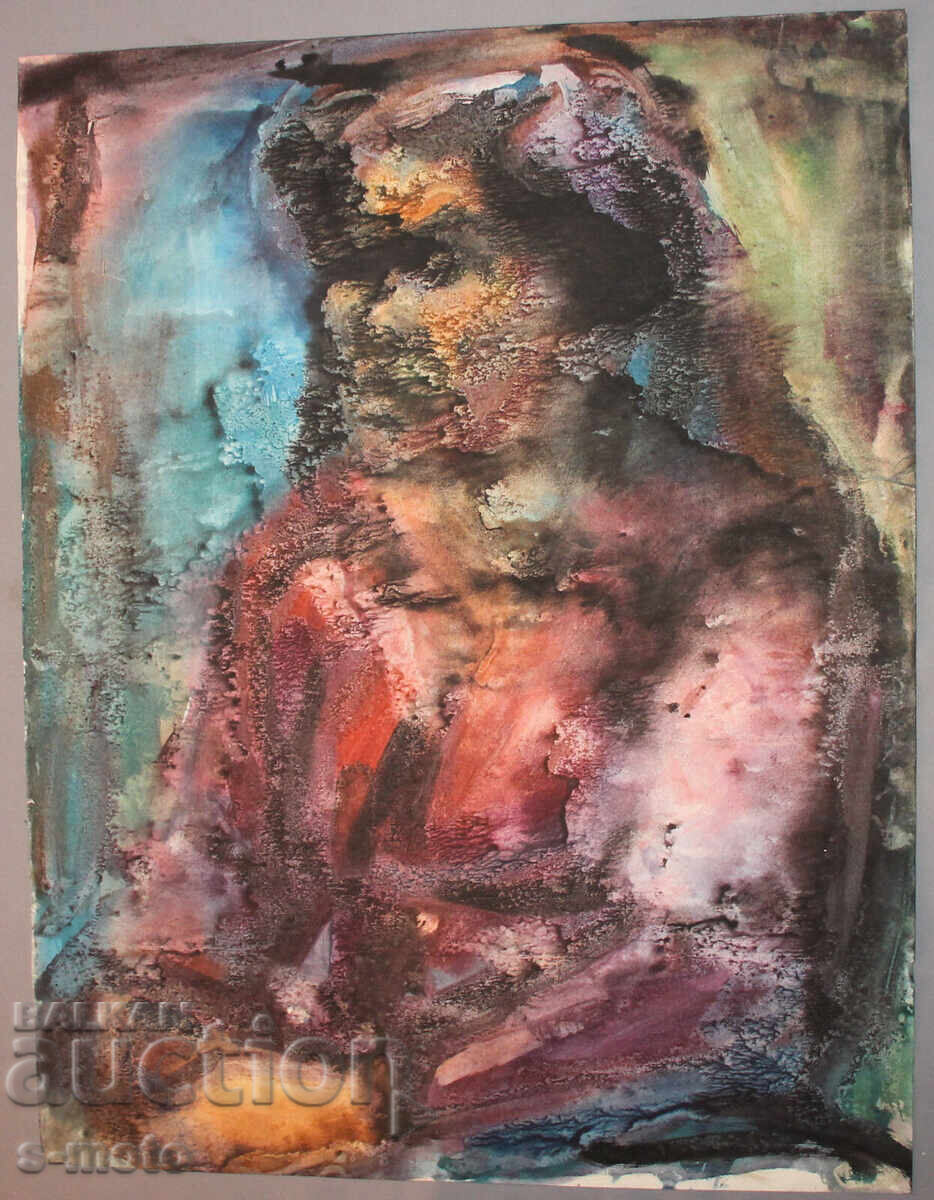 Auction Watercolor portrait painting of a seated woman Auction Watercolor portrait painting of a seated woman