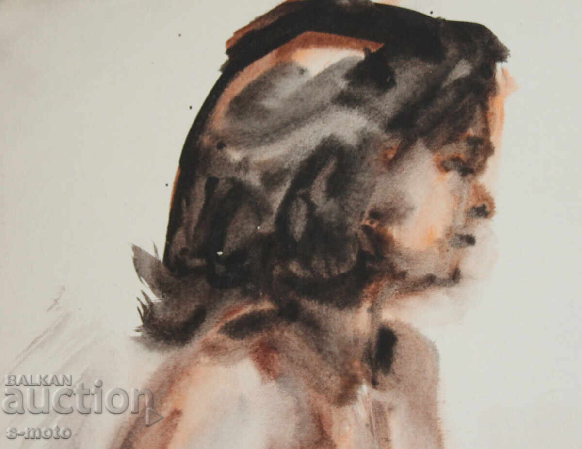 Доставка на Kартина акварел портрет на жена акт