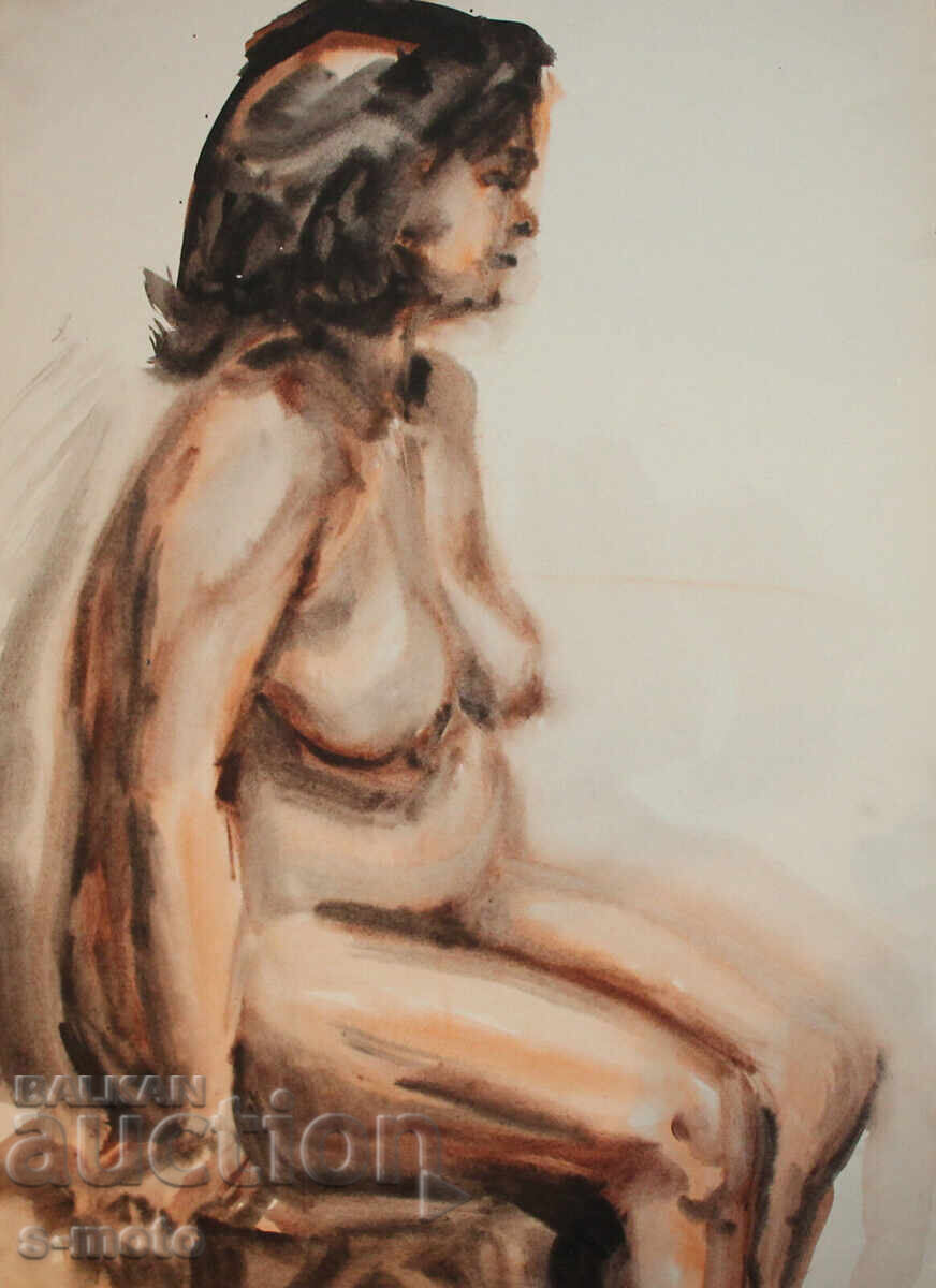 Kартина акварел портрет на жена акт