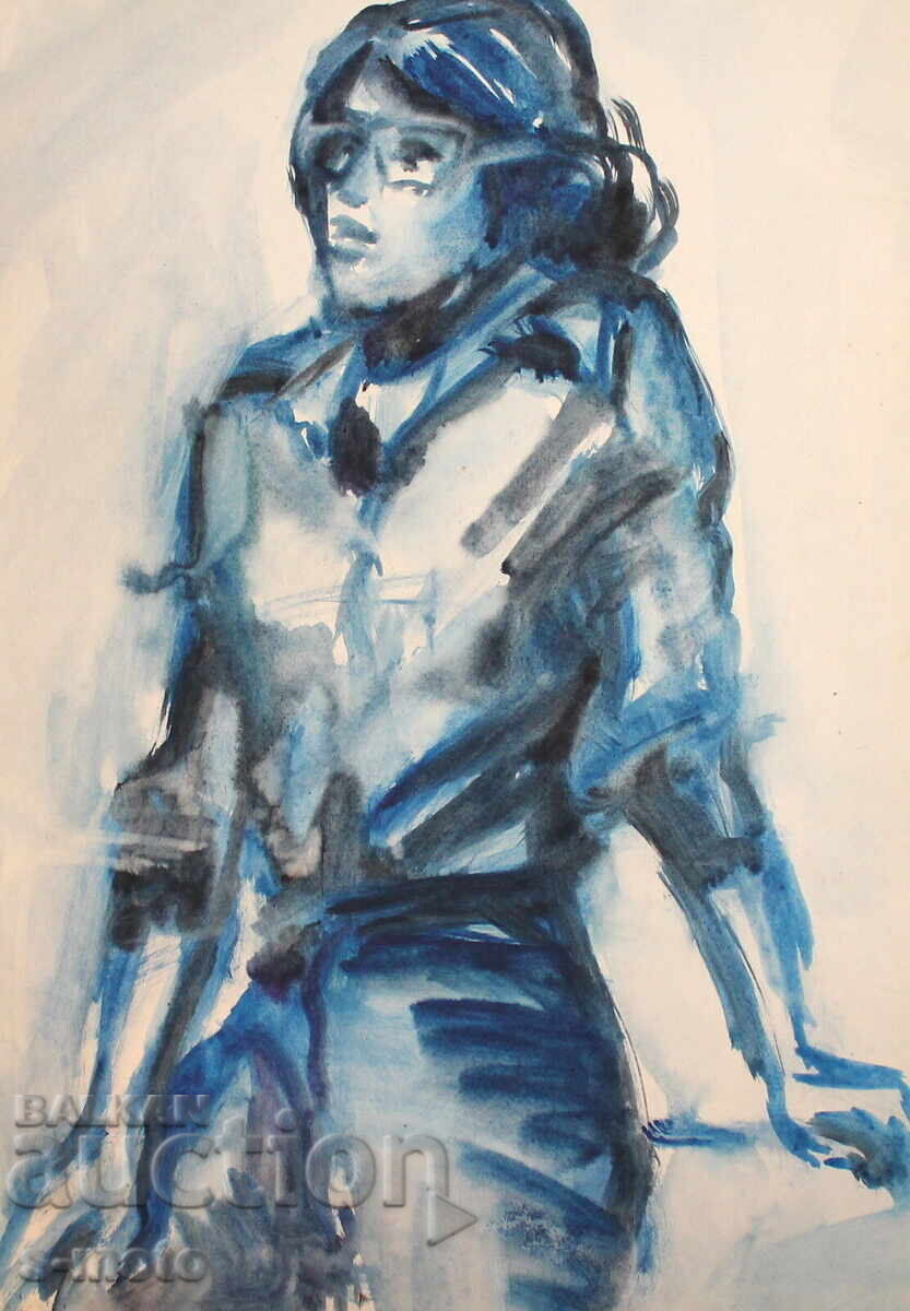 Watercolor painting portrait of a woman with price 250.00 BGN | € 127.82