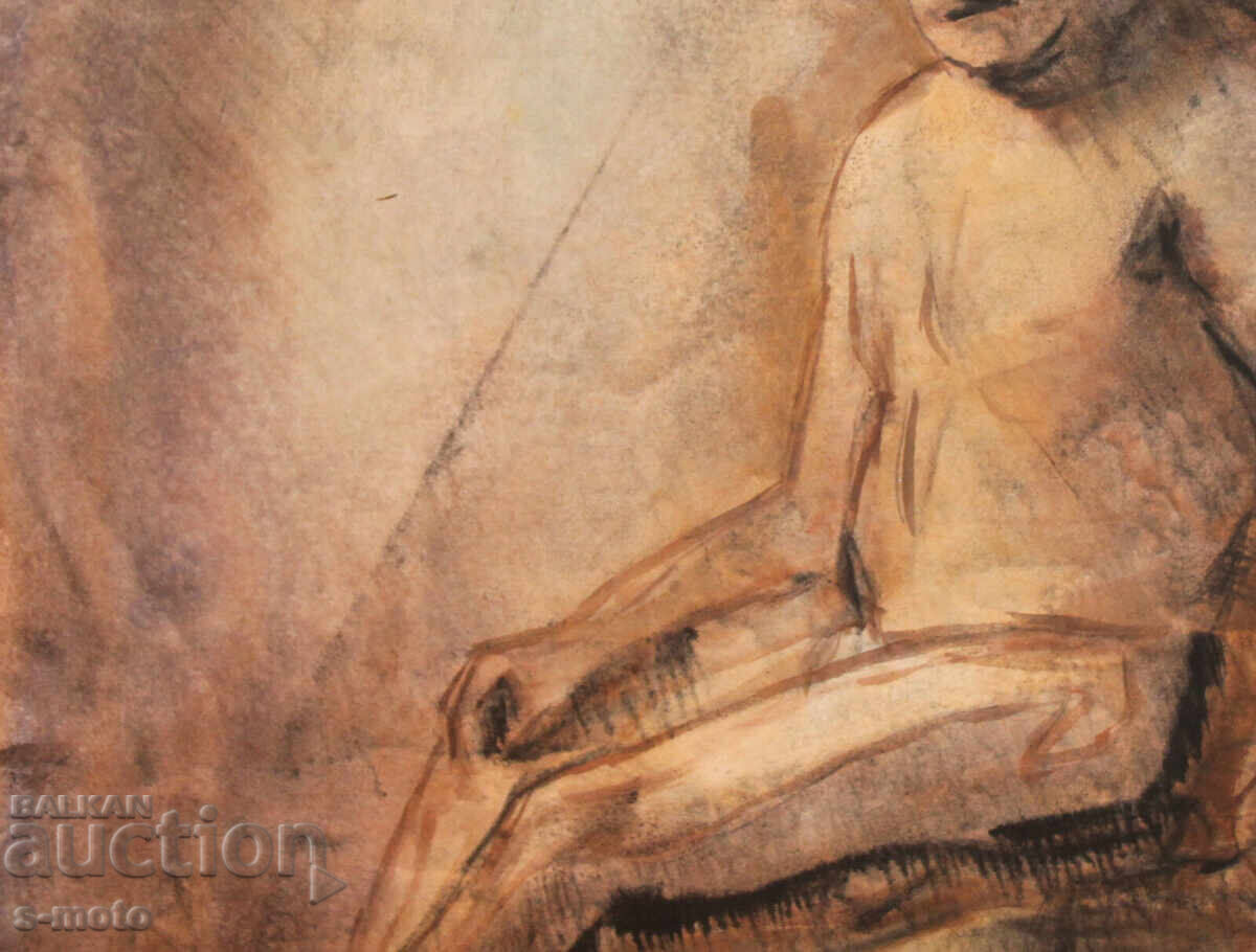 Tablou acuarelă portret bărbat corp gol - 5 Tablou acuarelă portret bărbat corp gol - 5