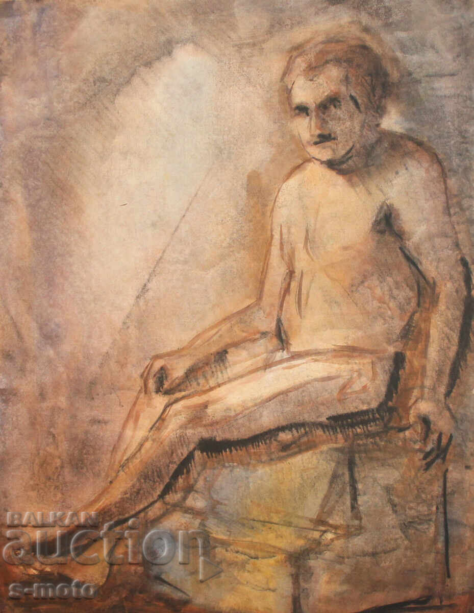 Tablou acuarelă portret bărbat corp gol Tablou acuarelă portret bărbat corp gol