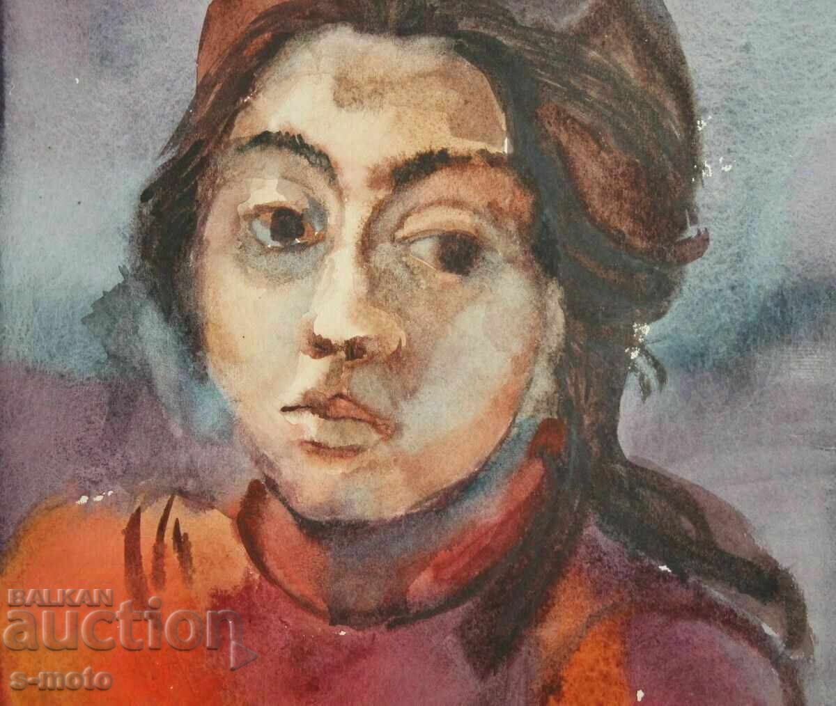 Tablou vechi acuarelă portret - 5
