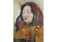 Стара картина акварел портрет