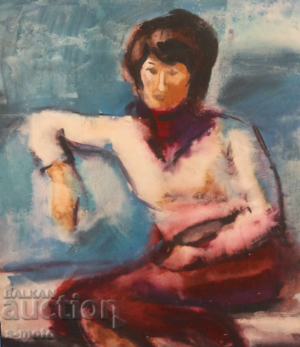 Kартина акварел портрет на седяща жена - 5