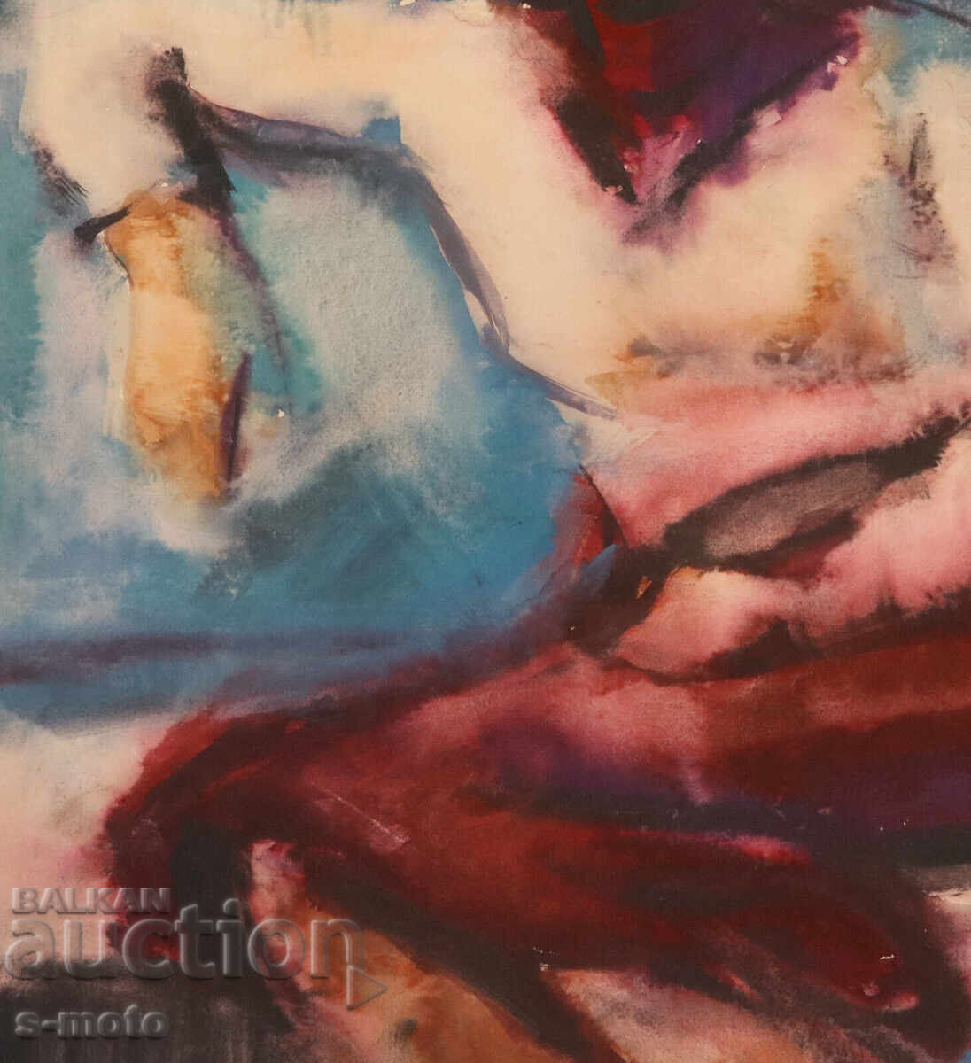 Kартина акварел портрет на седяща жена - 7