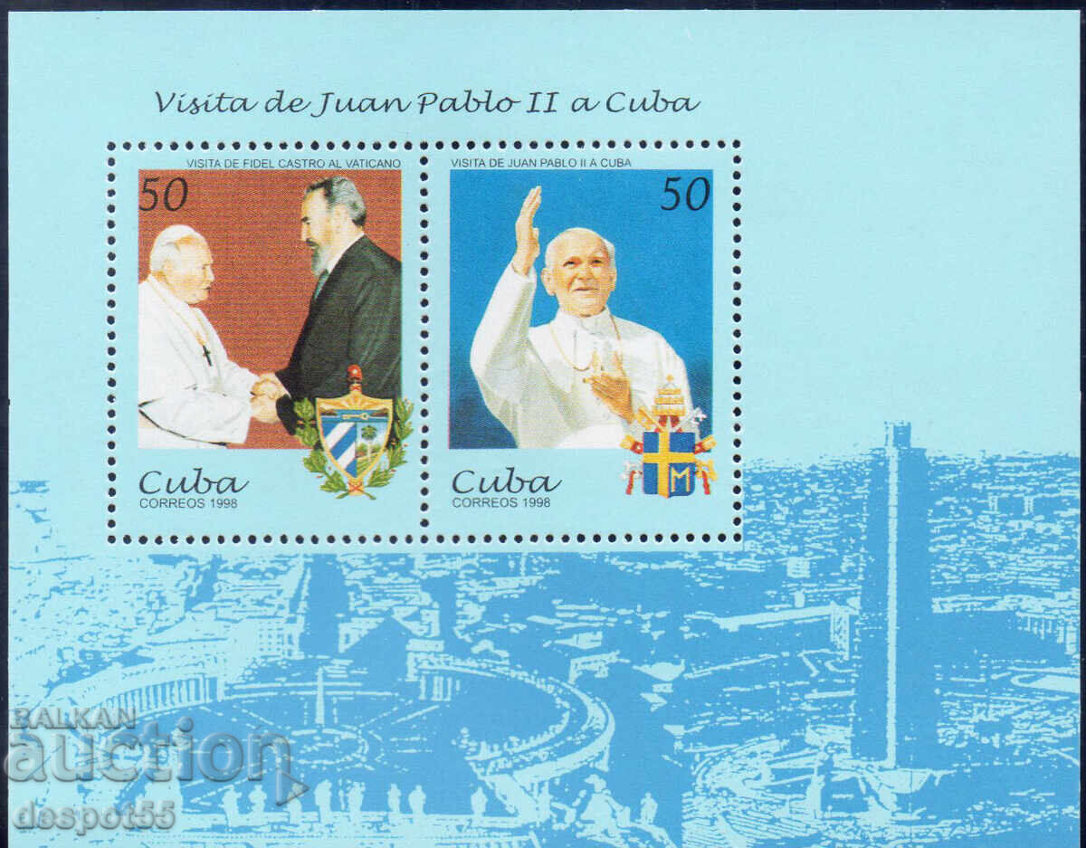 1998. Куба. Папско посещение. Блок. 1998. Куба. Папско посещение. Блок.