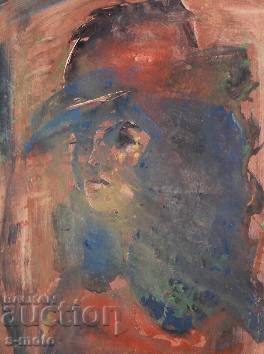 Аукцион Kартина акварел портрет на жена с шапка Аукцион Kартина акварел портрет на жена с шапка