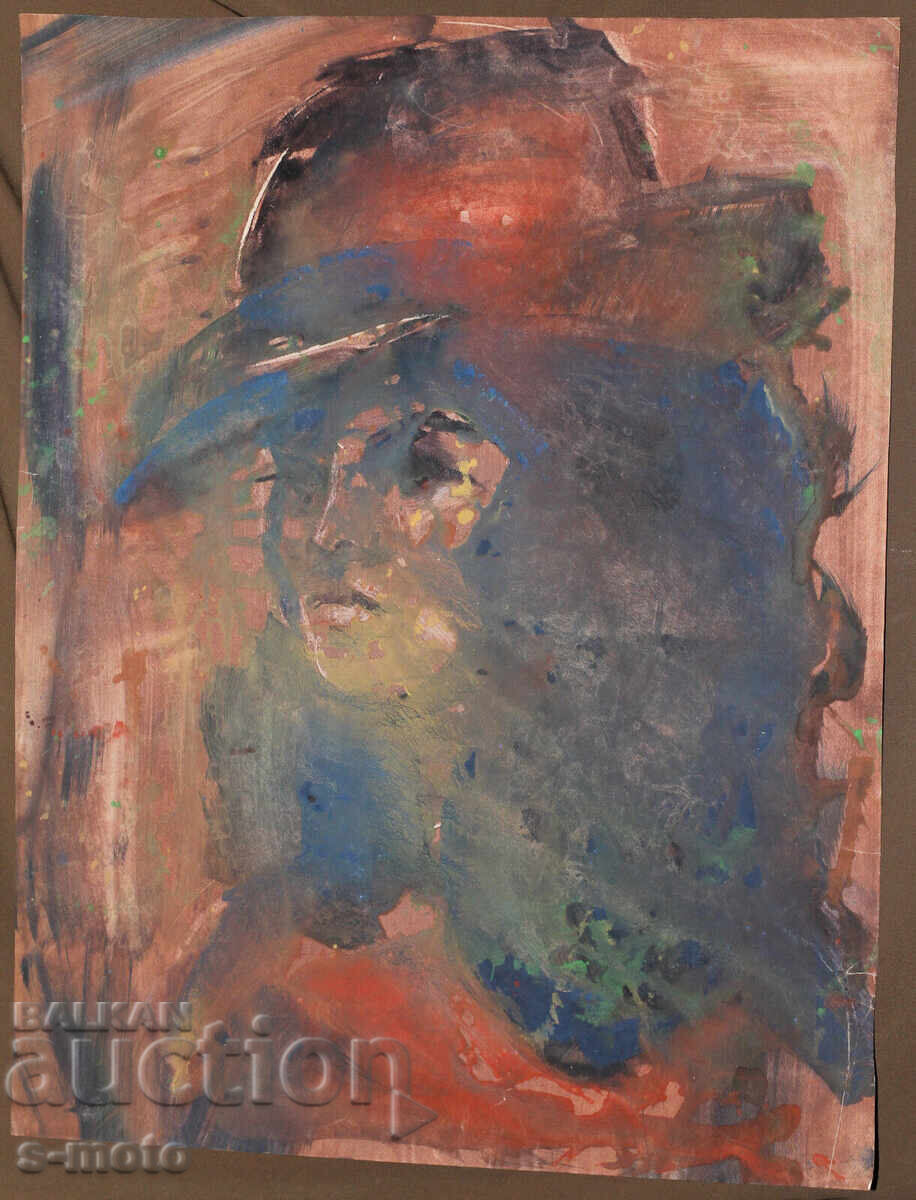 Доставка на Kартина акварел портрет на жена с шапка Доставка на Kартина акварел портрет на жена с шапка