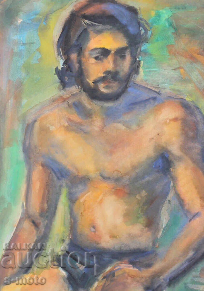 Tablou acuarelă portret bărbat corp gol cu preț 270.00 BGN | € 138.05