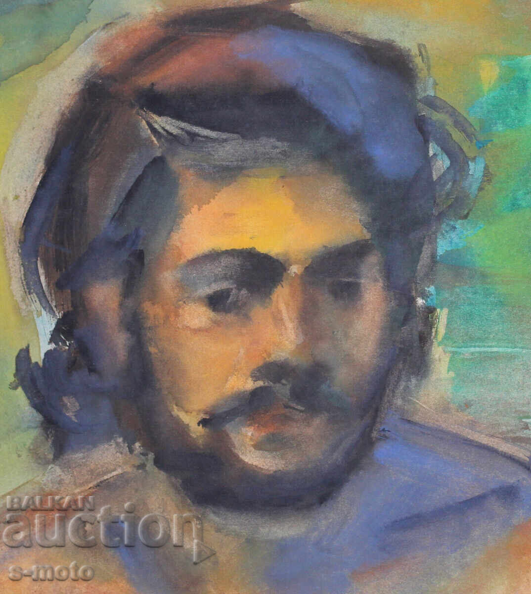 Tablou acuarelă portret bărbat corp gol - 5