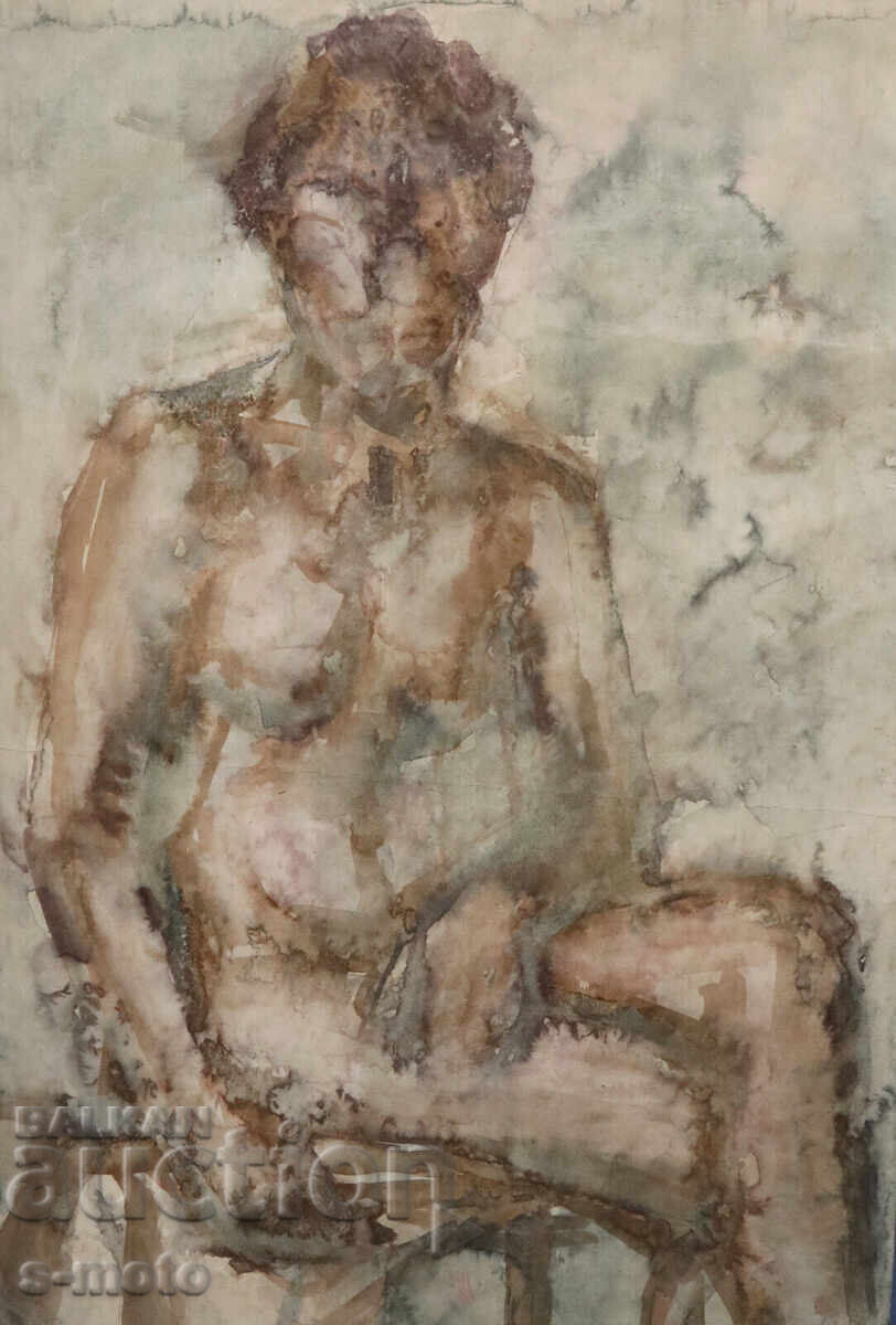 Δημοπρασία Ακουαρέλα πορτρέτο καθισμένης φιγούρας Δημοπρασία Ακουαρέλα πορτρέτο καθισμένης φιγούρας