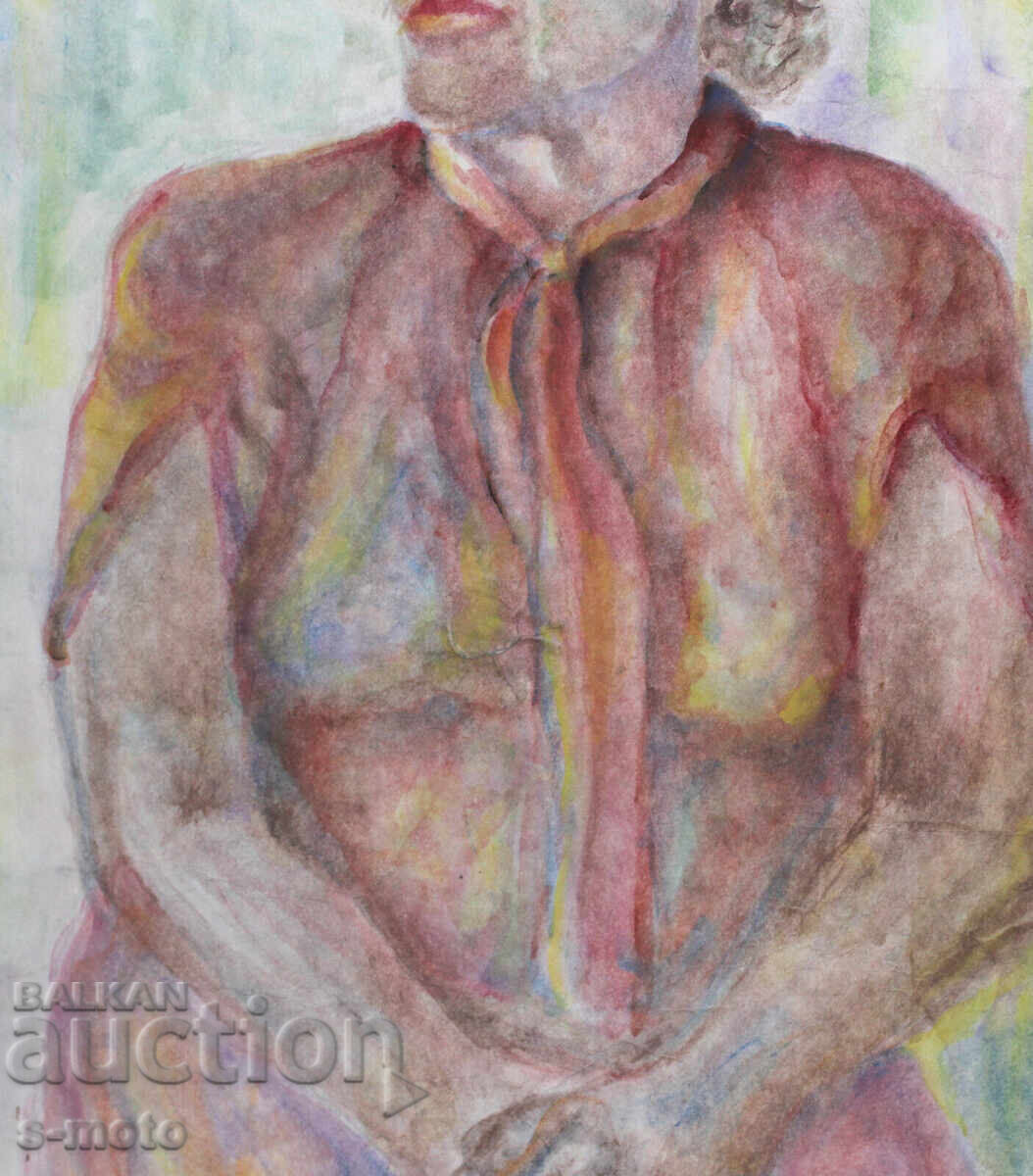 Kартина акварел портрет на седяща жена - 6