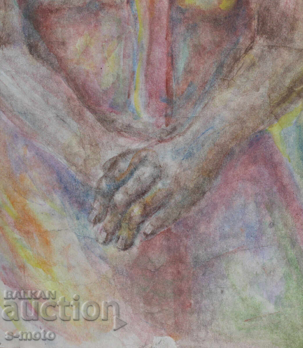 Kартина акварел портрет на седяща жена - 7