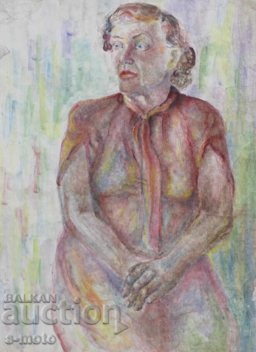 Kартина акварел портрет на седяща жена