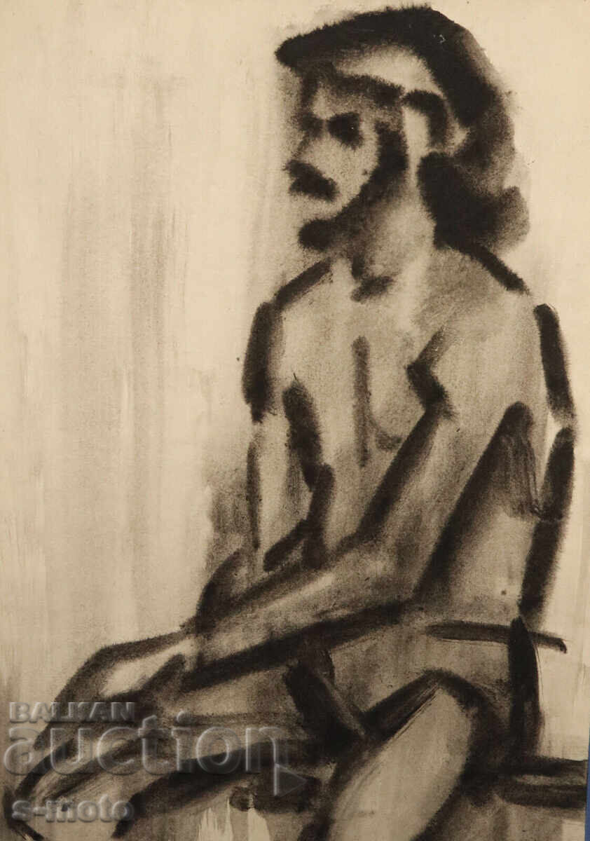 Kартина акварел портрет на мъж голо тяло с цена 240.00 лв. | € 122.71