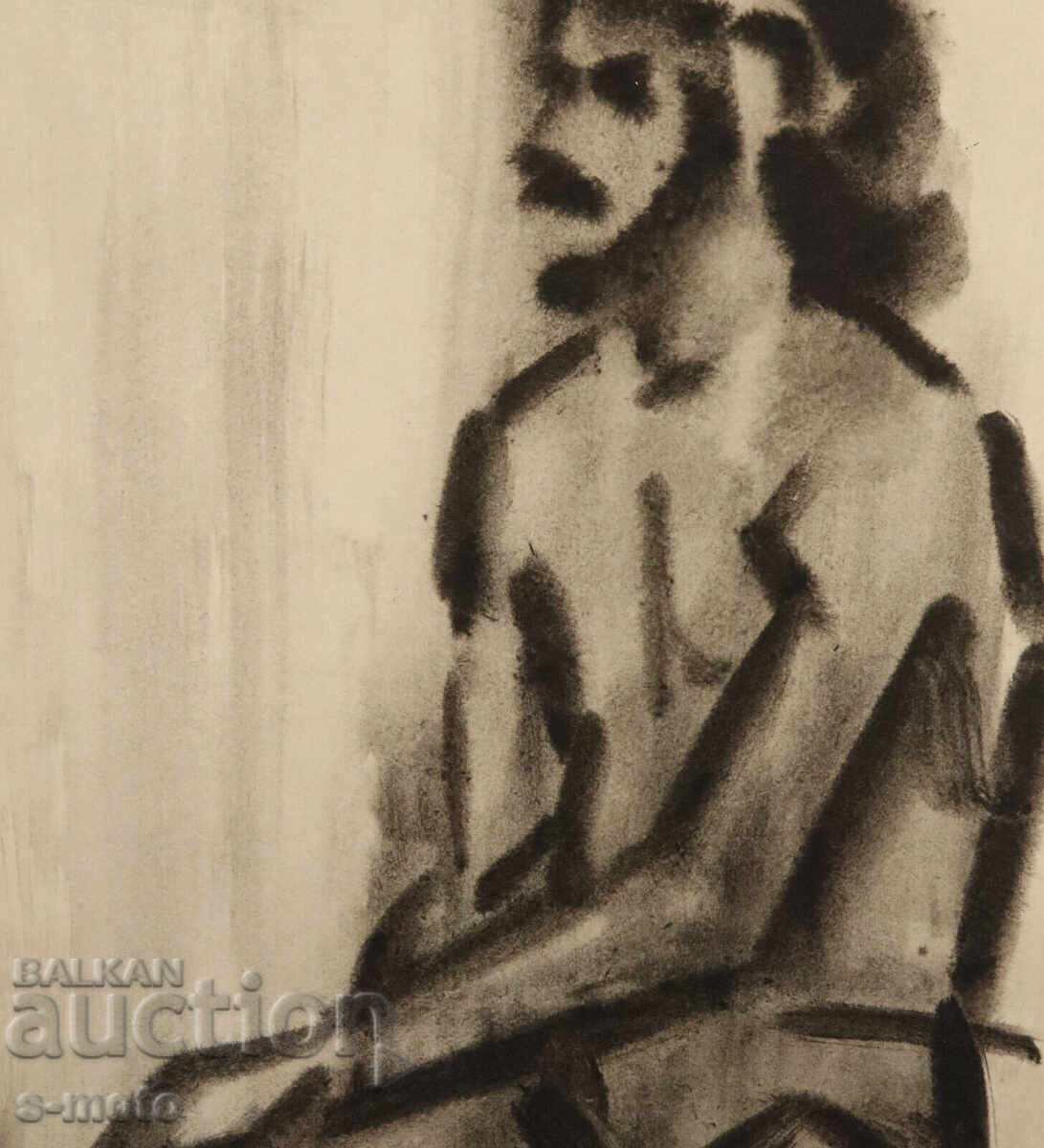 Kартина акварел портрет на мъж голо тяло - 6