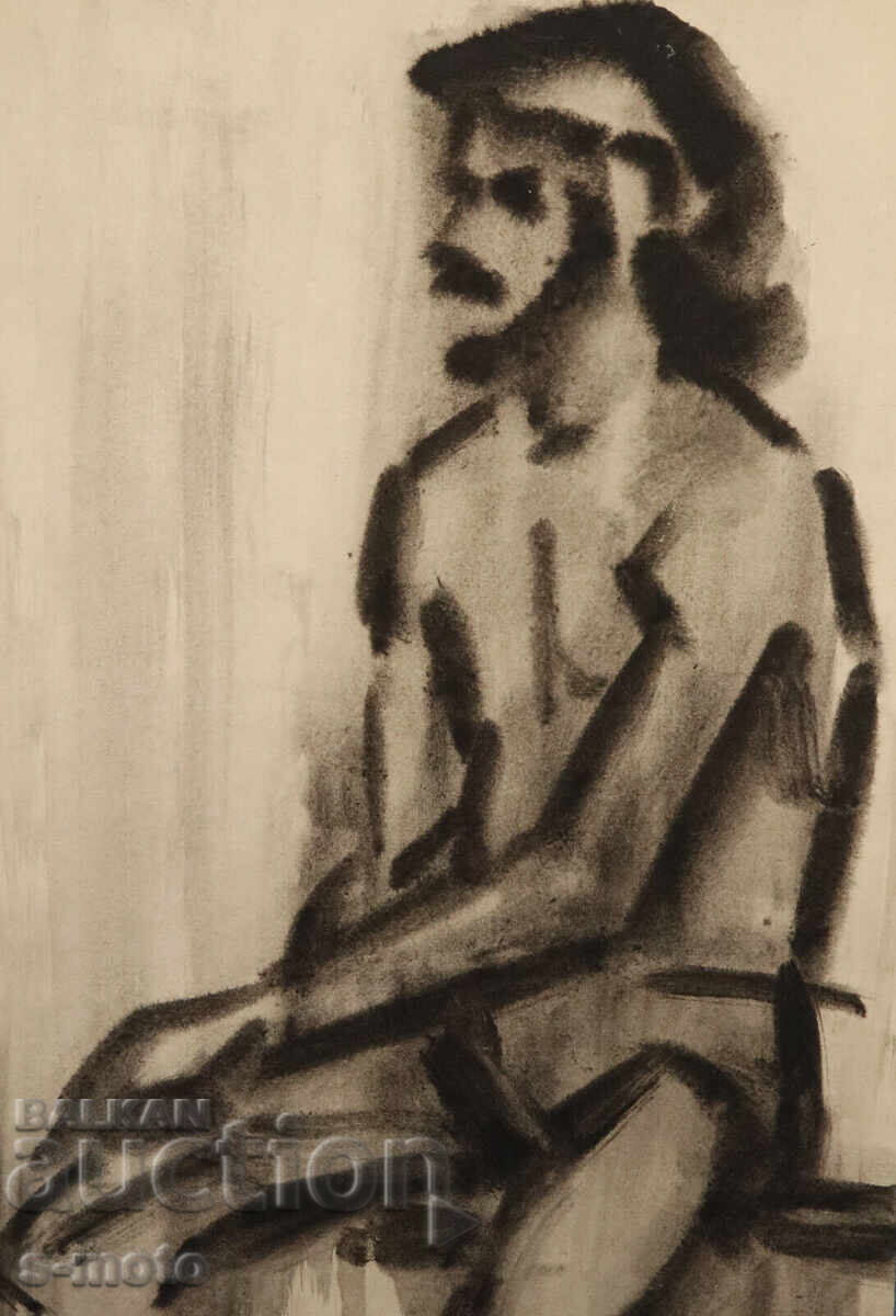 Kартина акварел портрет на мъж голо тяло