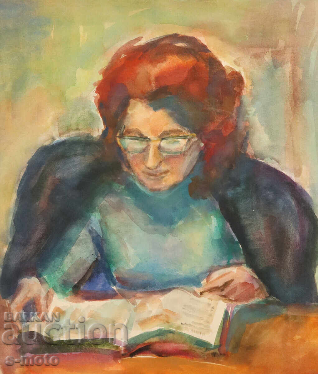 Kартина акварел портрет на четяща жена - 5