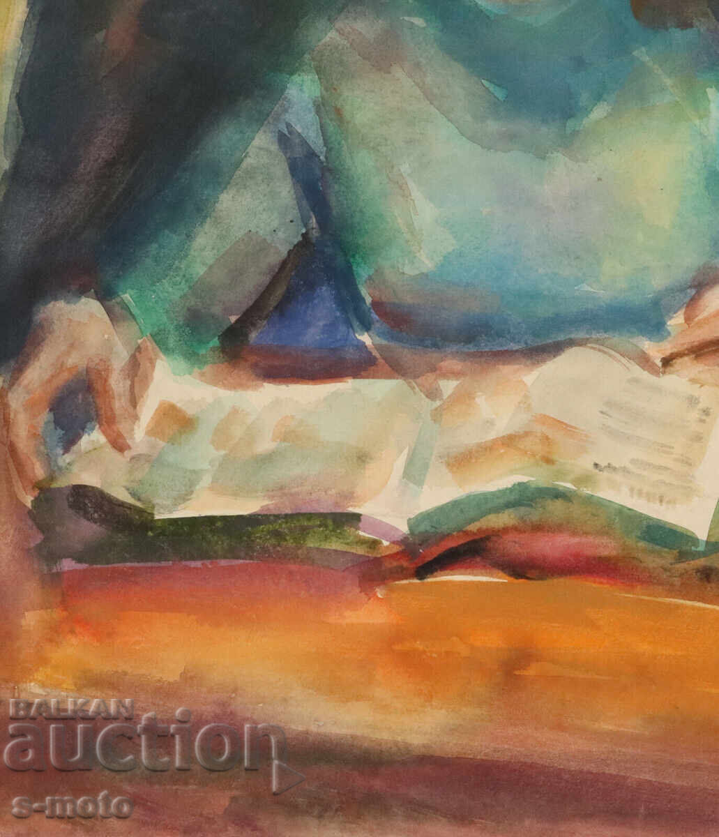 Kартина акварел портрет на четяща жена - 7