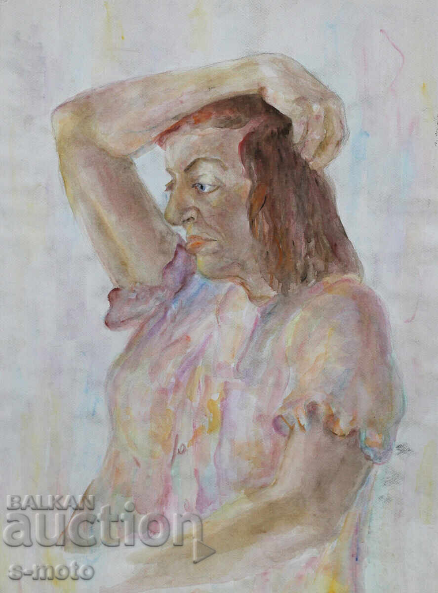 Аукцион Kартина акварел портрет на жена Аукцион Kартина акварел портрет на жена
