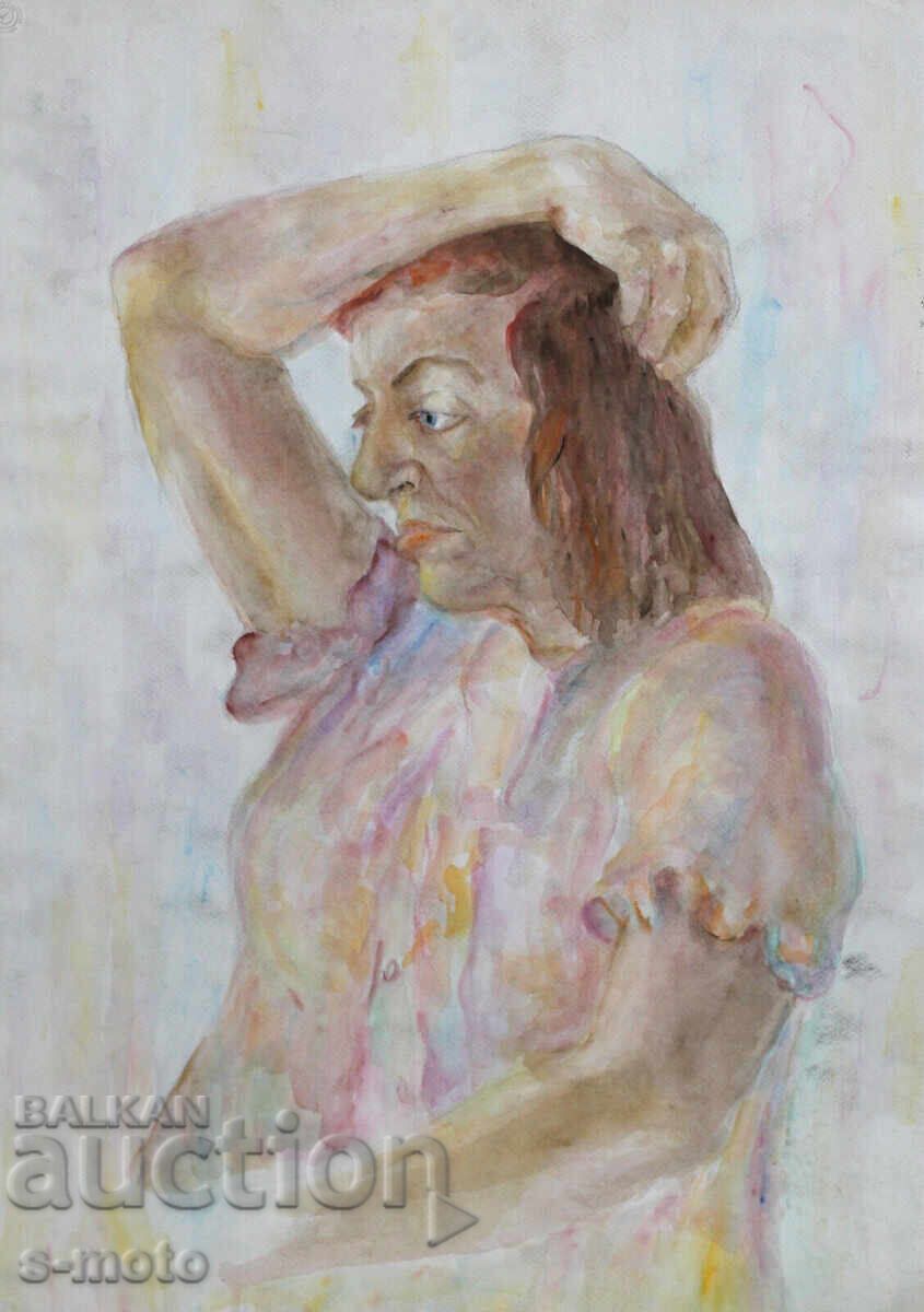 Kартина акварел портрет на жена Kартина акварел портрет на жена