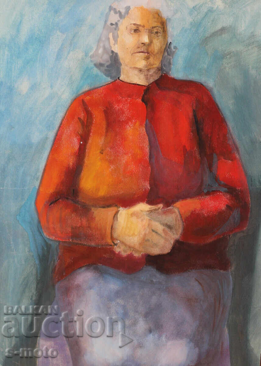Auction  Watercolor portrait painting of a seated woman