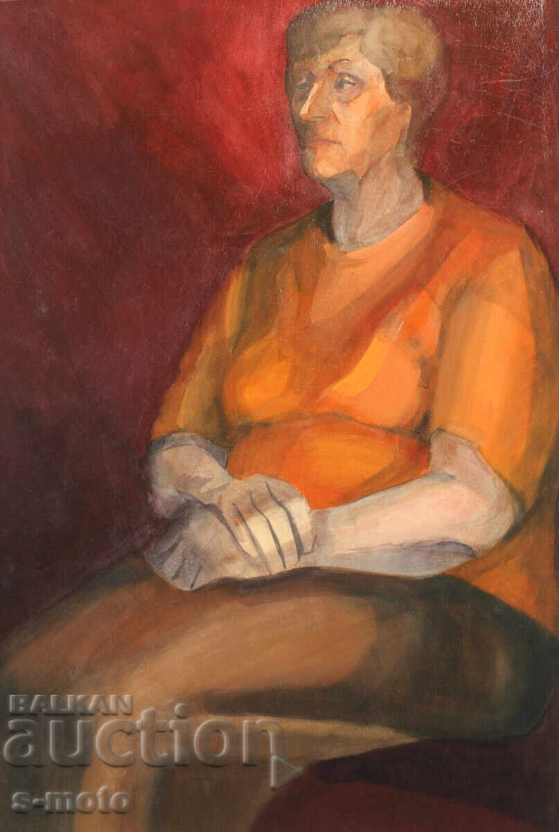 Watercolor portrait painting of a seated woman with price 260.00 BGN | € 132.94