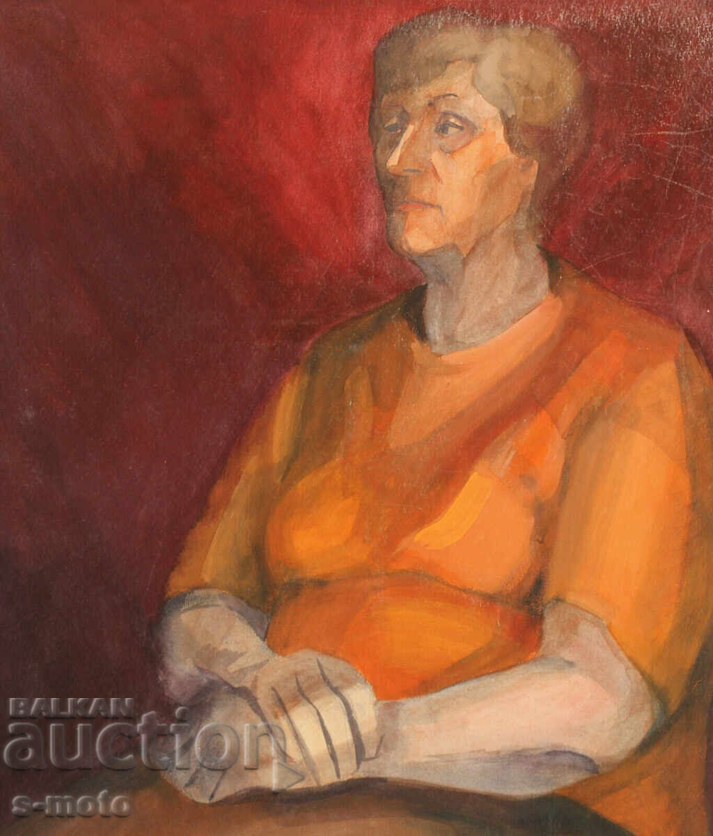 Watercolor portrait painting of a seated woman - 5