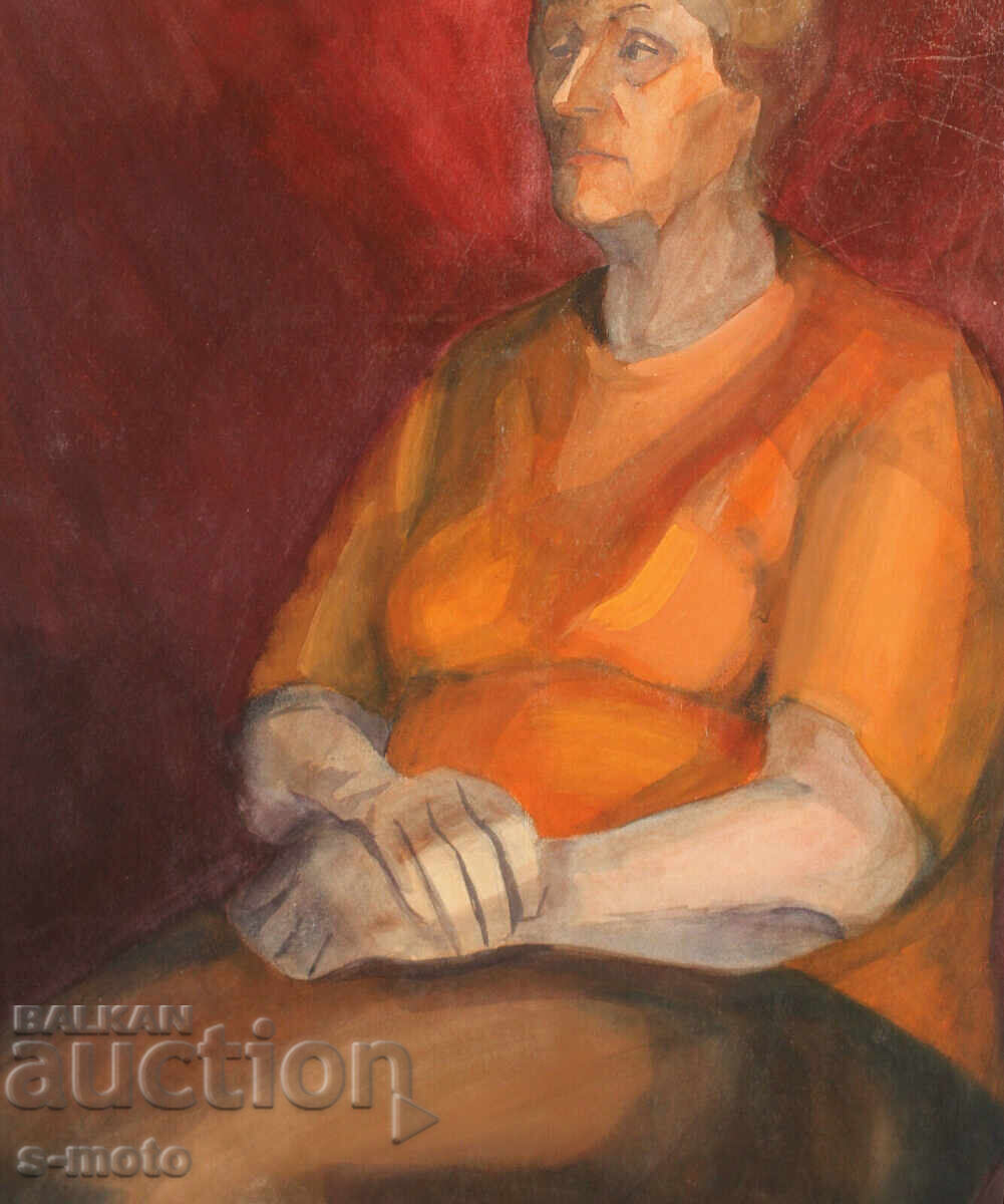 Watercolor portrait painting of a seated woman - 6