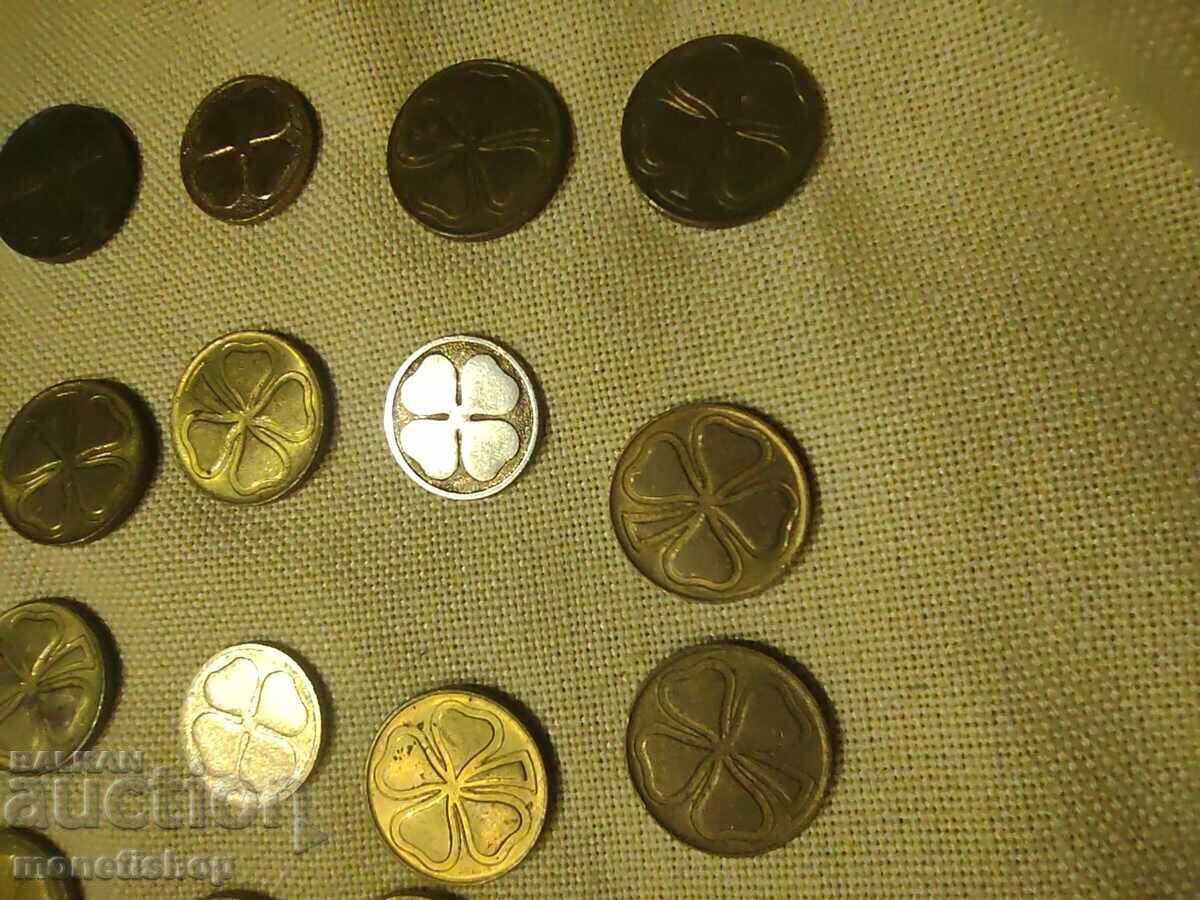 Лот от 25бр. метални жетони с  четерилистни детелини - 5