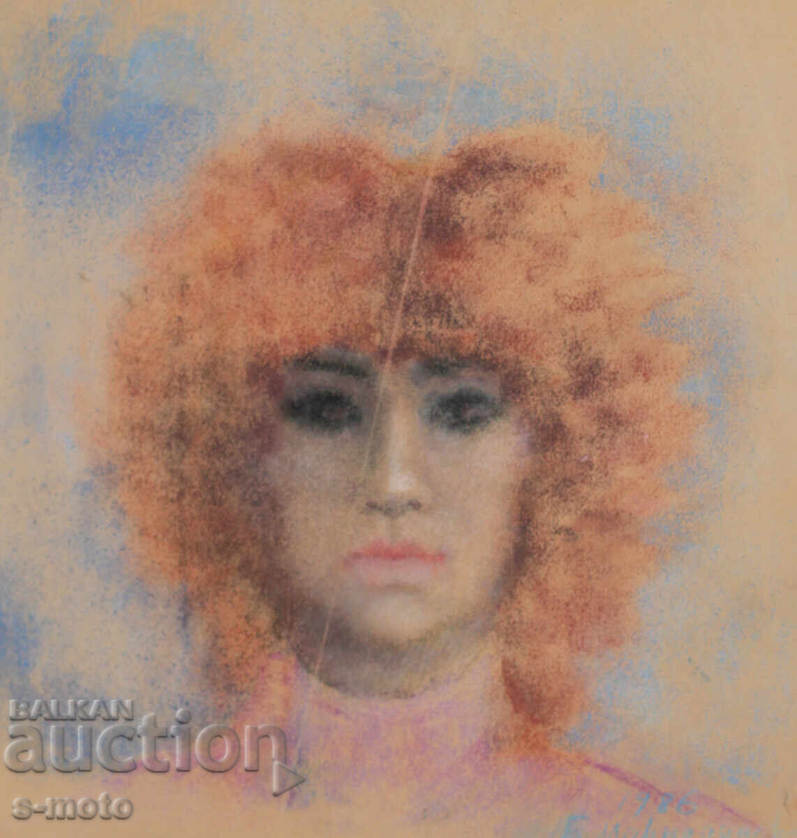 Kартина пастел портрет на жена подписана 1986 с цена 200.00 лв. | € 102.26 Kартина пастел портрет на жена подписана 1986 с цена 200.00 лв. | € 102.26