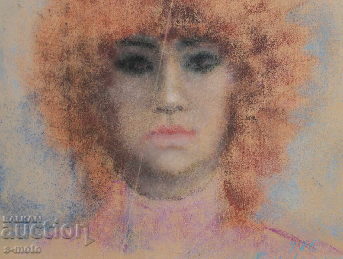 Kартина пастел портрет на жена подписана 1986 - 6 Kартина пастел портрет на жена подписана 1986 - 6