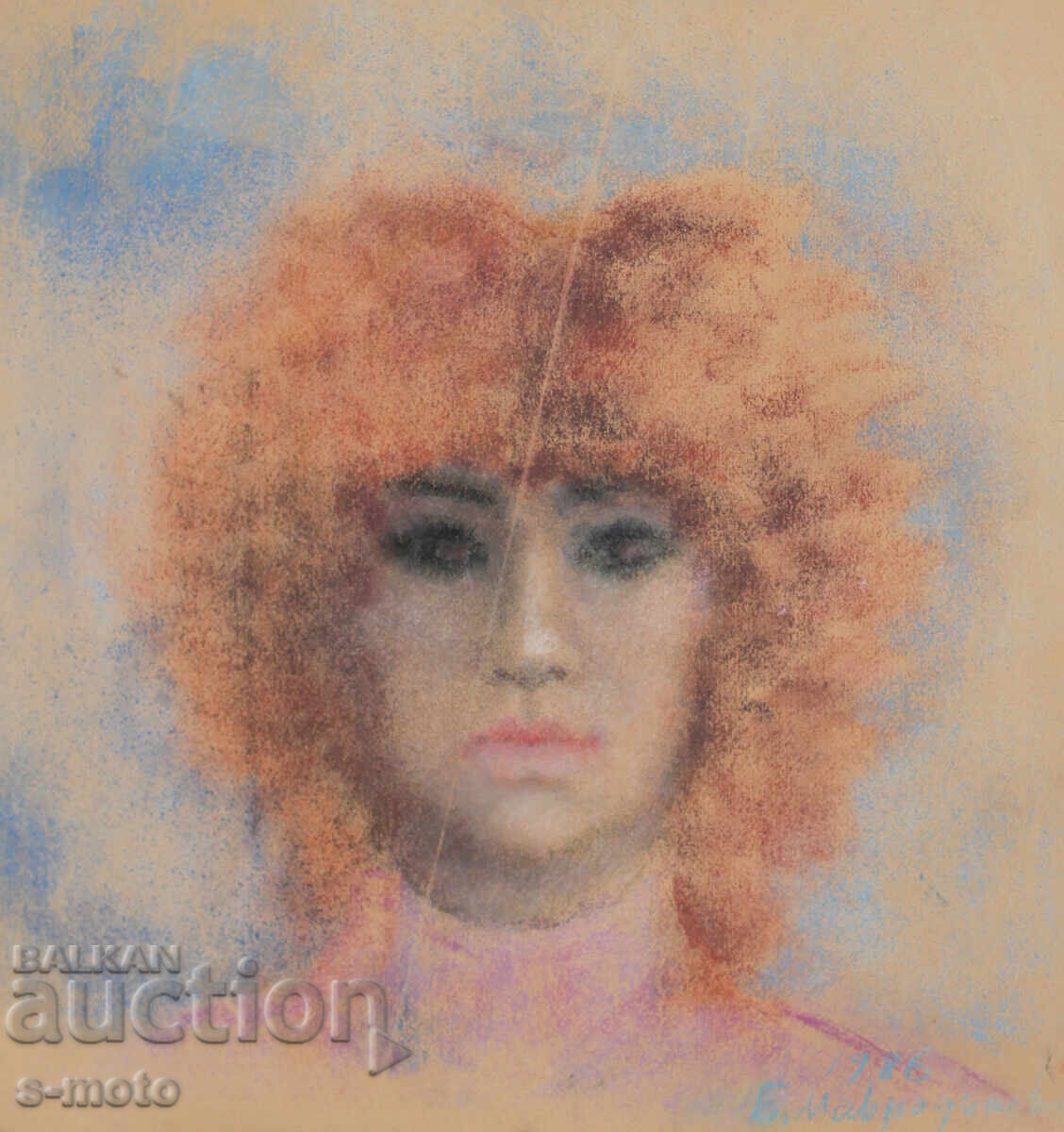 Kартина пастел портрет на жена подписана 1986 Kартина пастел портрет на жена подписана 1986