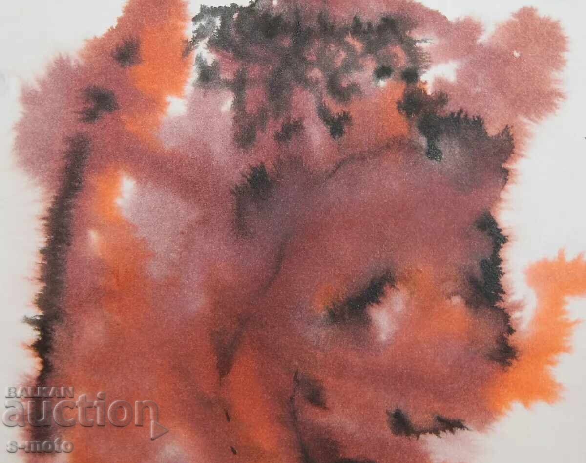 Παράδοση Αφηρημένη ακουαρέλα γυμνού σώματος υπογεγραμμένη, 1984