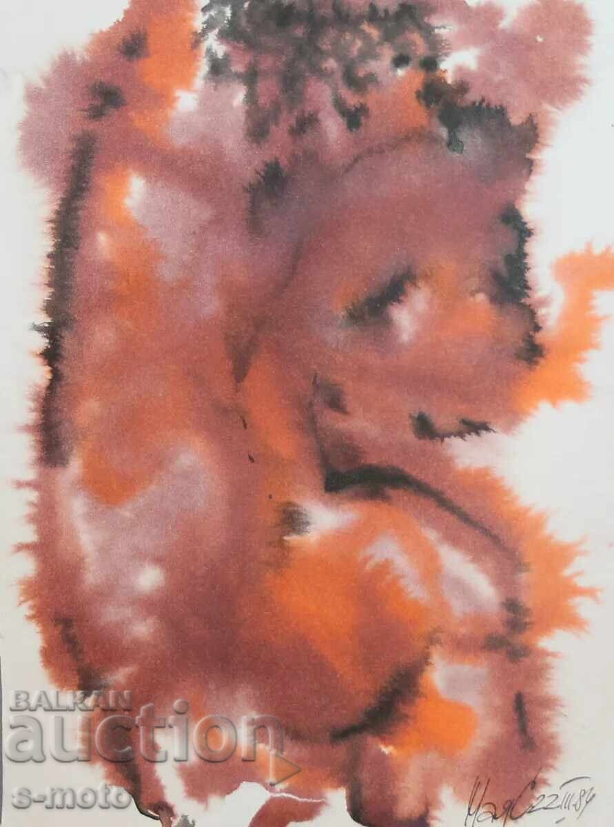 Αφηρημένη ακουαρέλα γυμνού σώματος υπογεγραμμένη, 1984 - 6